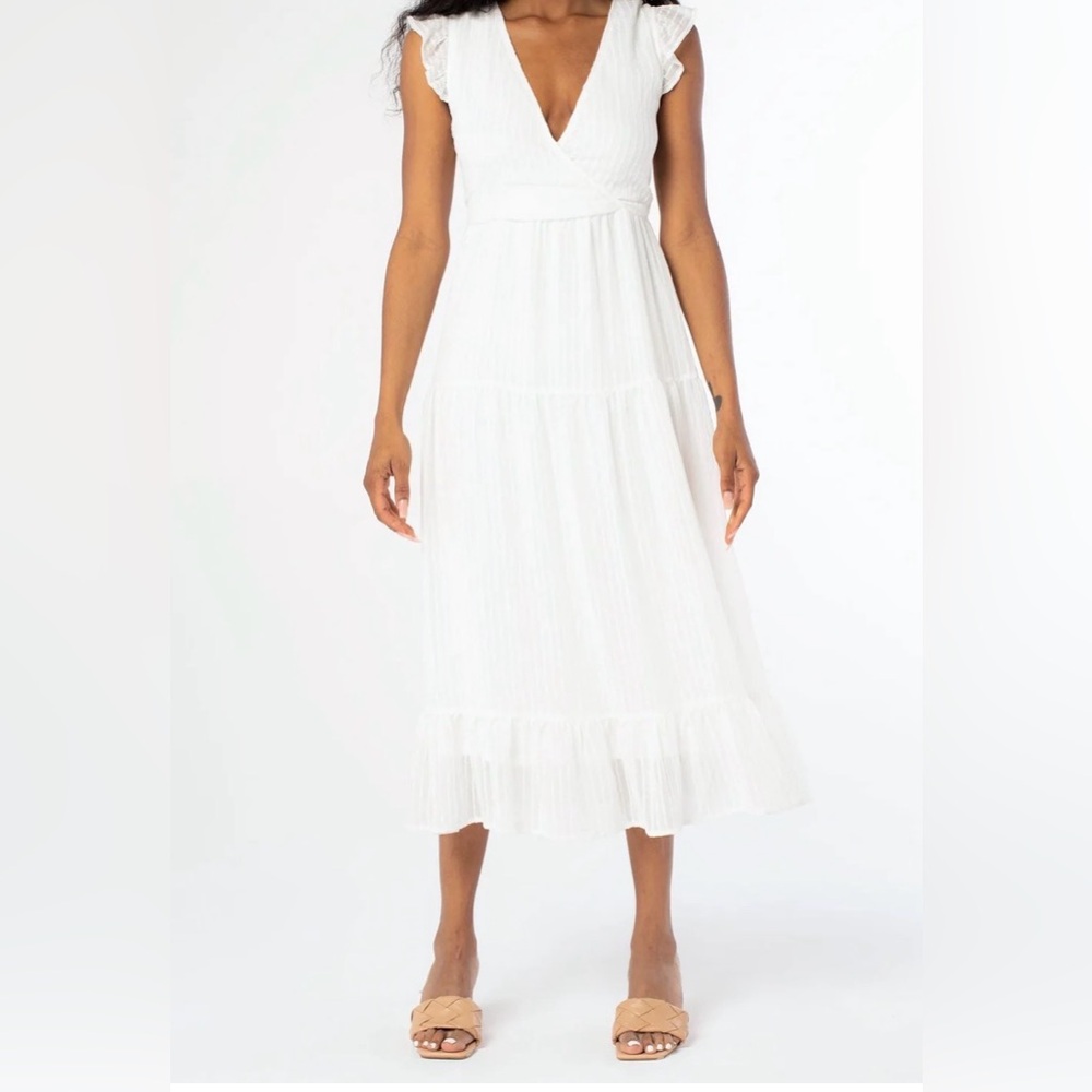 White summer Midi Dress white lace up size S  by Love Stitch perfect for spring